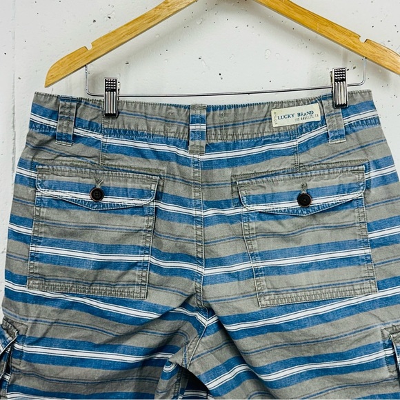 Lucky Brand Men's size 33 Gray Blue Stripe Cargo Shorts - Picture 5 of 11